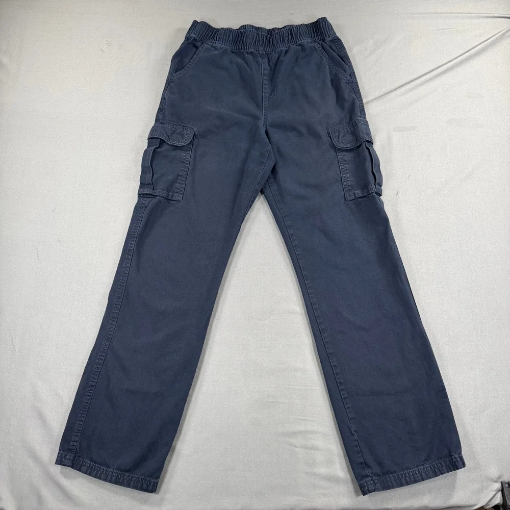 Place Boys Cargo Pants Size 16 Navy Blue Elastic Waist Straight Leg Casual 29x27
